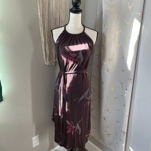 NWOT Lucky Brand Halter Dress with belt, purple floral